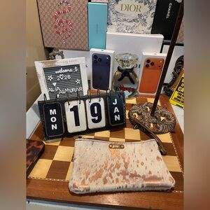 Crossbody - Rose Gold Metallic Cowhide & Cream Floral Leather